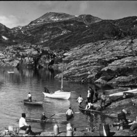 Expedition boats at base camp