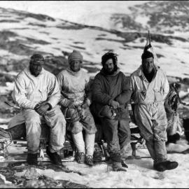 J.R. Rymill, H.G. Watkins, A. Courtauld and F.S. Chapman at Base after Coutauld's relief