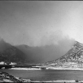Snow plumes on mountains and 'Bugbear Bank'