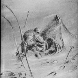 Camp work in the blizzard passing in the cooker