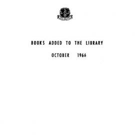 Books  added to the Library October 1966