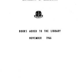 Books  added to the Library November 1966