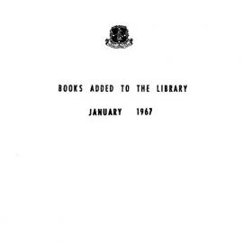 Books  added to the Library January 1967