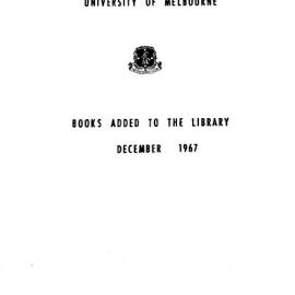 Books  added to the Library December 1967