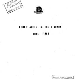Books  added to the Library June 1968