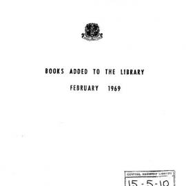 Books  added to the Library February 1969