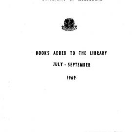 Books  added to the Library July-September 1969