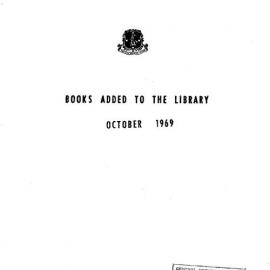 Books  added to the Library October 1969