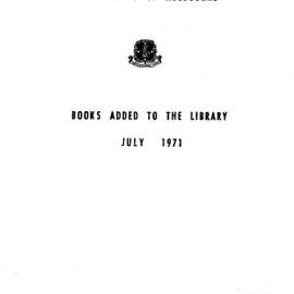Books  added to the Library July 1971
