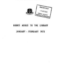 Books  added to the Library January-February 1973