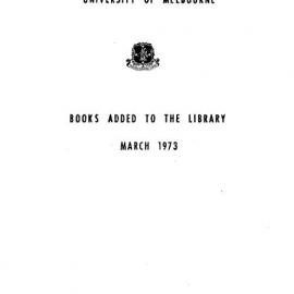 Books  added to the Library March 1973