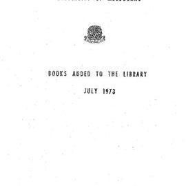Books  added to the Library July 1973