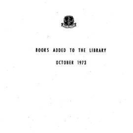 Books  added to the Library October 1973