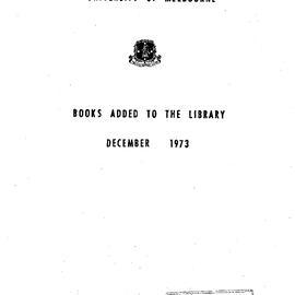 Books  added to the Library December 1973