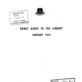 Books  added to the Library January 1974
