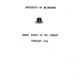 Books  added to the Library February 1974