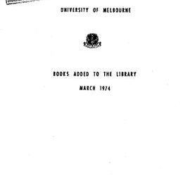 Books  added to the Library March 1974