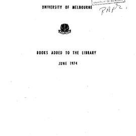 Books  added to the Library June 1974