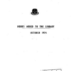 Books  added to the Library October 1974