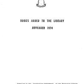 Books  added to the Library November 1974