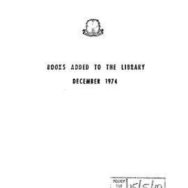 Books  added to the Library December 1975