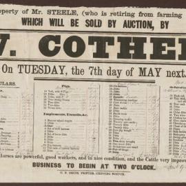 Joseph Steel (Father) Notices of Sale of stock and implements at Clipping Norton