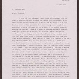 Letter to Mr Jamieson Esq. from Harvey Patterson