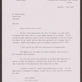 Letter to W. Jamieson Esq. from T.S. Horn