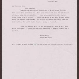 Letter to Wm. Jamieson from Harvey Patterson