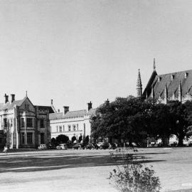 View of Old Arts-Law, Quadrangle and Wilson Hall, University of Melbourne.