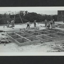 Skylights of Chemistry building during construction, University of Melbourne, circa 1938-1940.