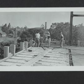 Framework of Chemistry building during construction, University of Melbourne, circa 1938-1940.