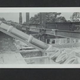 Pipes in Chemistry building during construction, University of Melbourne, circa 1938-1940.