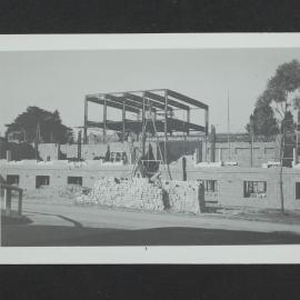 Western side of Chemistry building during construction, University of Melbourne, circa 1938-1940.