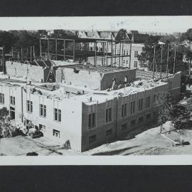 View of Chemistry building during construction from Old Wilson Hall, University of Melbourne, circa 1938-1940.