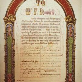 Illuminated address to Frederick Howlett, University of Melbourne, circa 1878.
