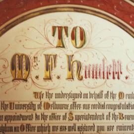 Illuminated address to Frederick Howlett, University of Melbourne, circa 1878.