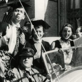 Procession publicising the International Fair, University of Melbourne, April 1953.