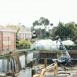 Agriculture building and new Zoology construction site, University of Melbourne, May 1986.