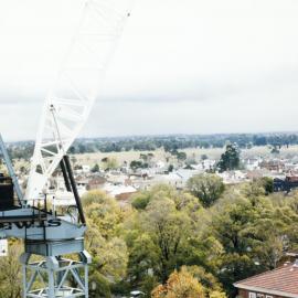 View of Parkville from Babel building, University of Melbourne, May 1986.