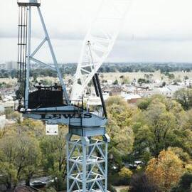 View of Parkville from Babel building, University of Melbourne, May 1986.