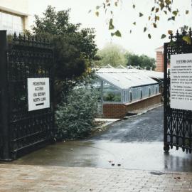 Gates to System Garden, University of Melbourne, May 1986.