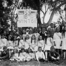 A group of Winton State School pupils with a teacher.