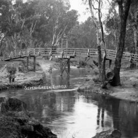 Timber pedestrian bridge over Seven Creek near Euroa.