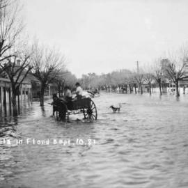 A flooded commercial street in Benalla.