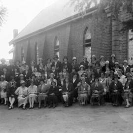 A group of about fifty women outside a church in Benalla.