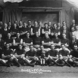 A posed group comprising Benalla Football Club's 1920 premiership team and officials.