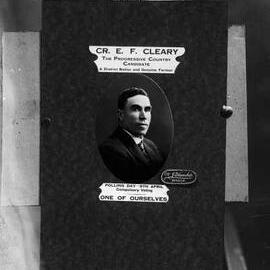 Promotional portrait of Cr. E.F. Cleary.
