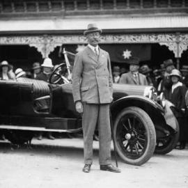 The Governor of Victoria outside the Benalla Railway Station.
