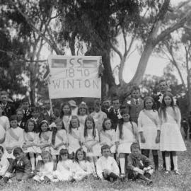 A group of Winton State School pupils with a teacher.